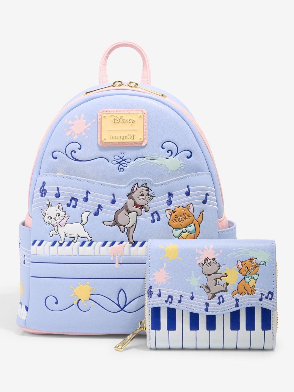 NWOT Loungefly Disney The Aristocats Kittens Piano Backpack+wallet SET